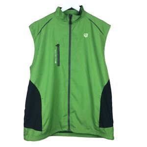 Second Skin Green Black Zip Vest Windbreaker Jacket Sz XL
